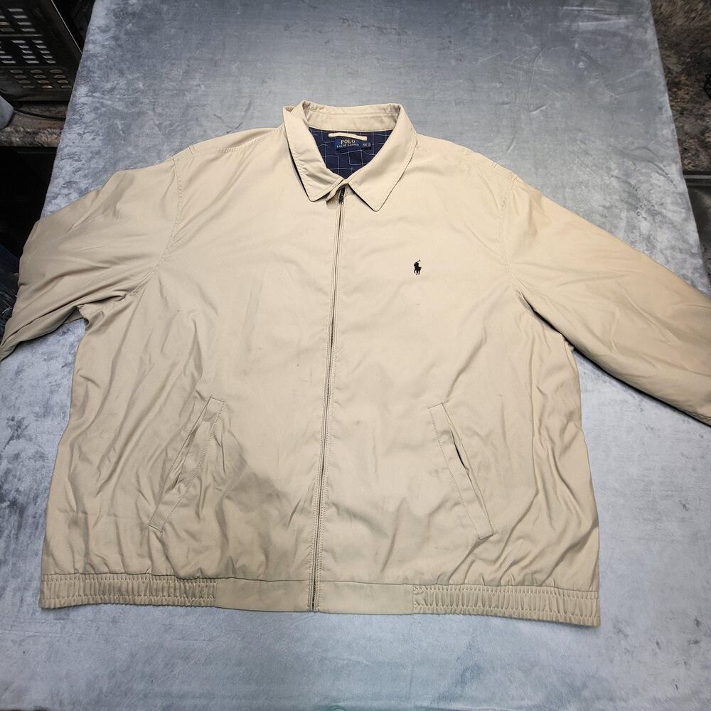 Polo Ralph Lauren Jacket Mens 4XLT Beige Bomber Collared Full Zip Lined - Picture 7 of 11